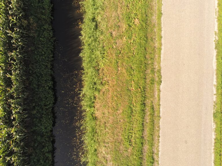 Dutch crops by the road as taken from a drone