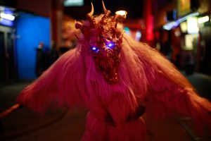 View larger photo: Image of a Krampus during Halloween festivities in 2015 in Munich, Germany