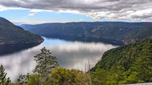 View from Malahat Skywalk on Vancouver Island in British Columbia Canada