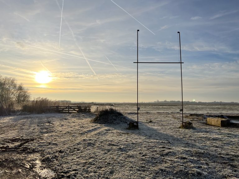 View over meadow with a touch of frost