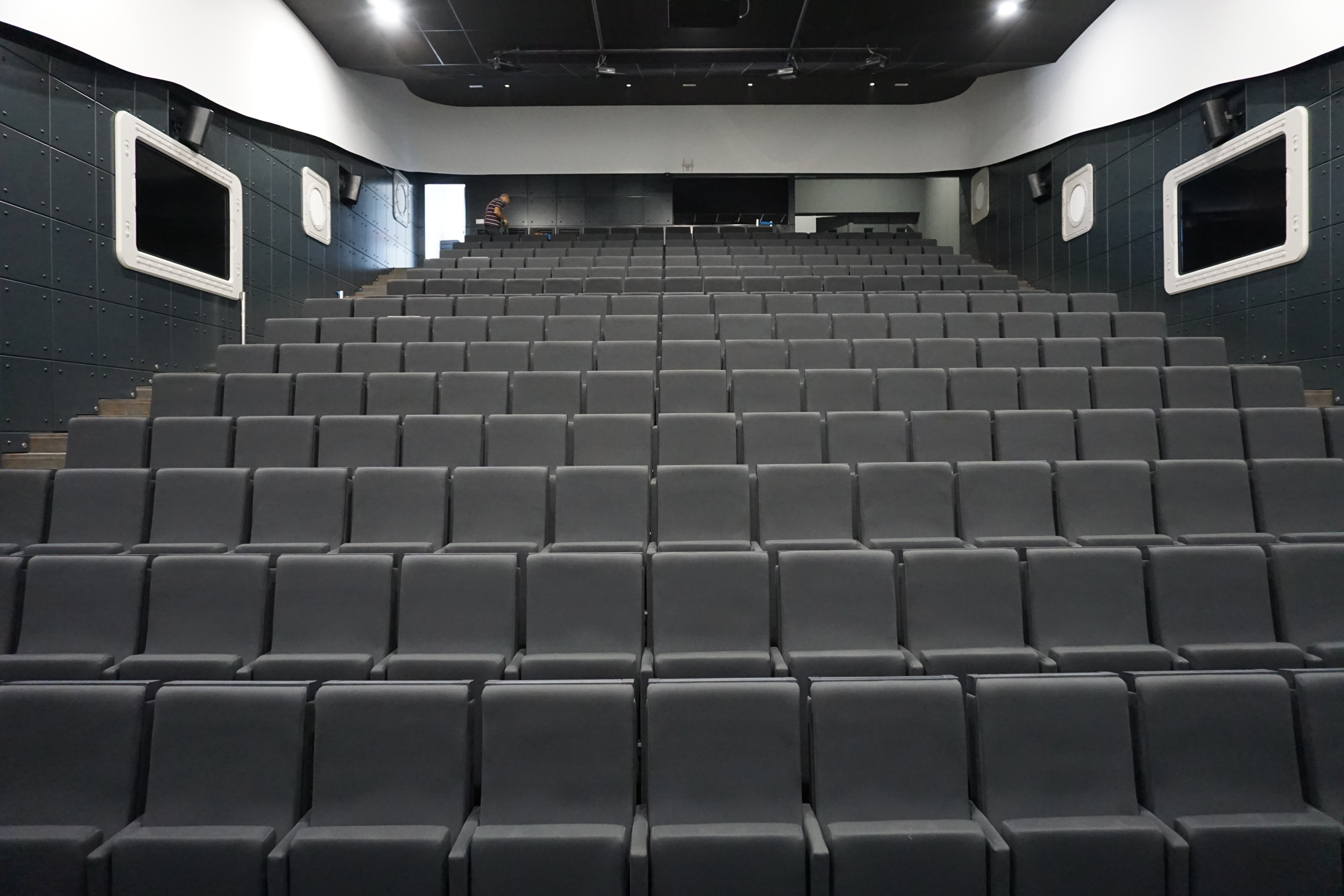Empty conference room seats.