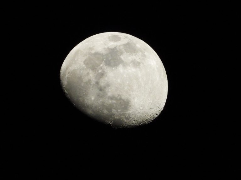 The moon at a waxing gibbous phase.