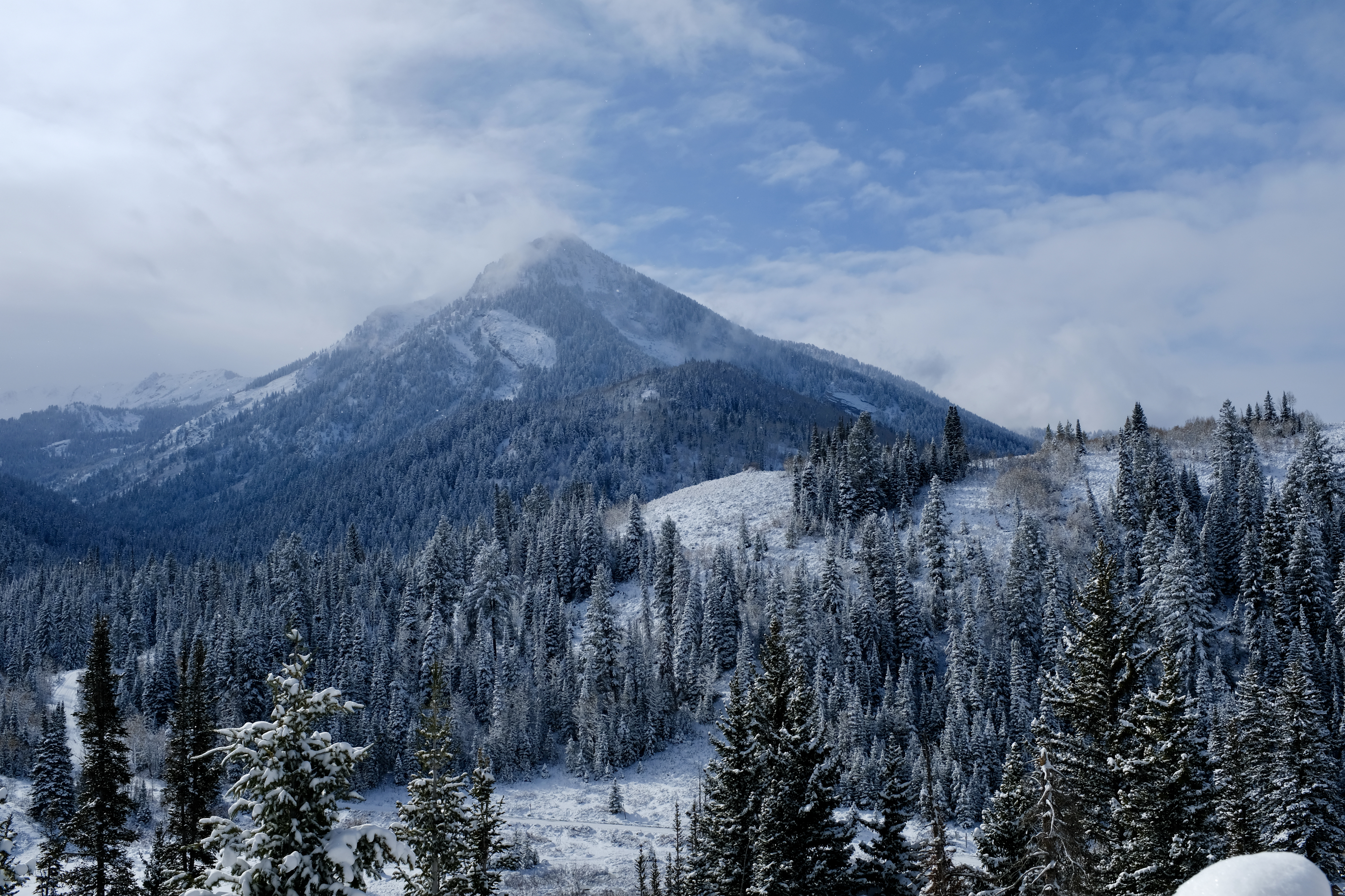 Snowy mountain landscape