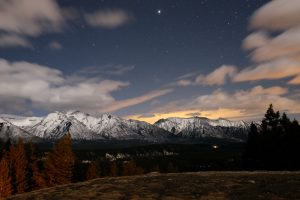 Rocky Mountains at night, Banff, Canada
