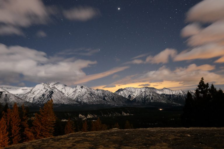 Rocky Mountains at night, Banff, Canada