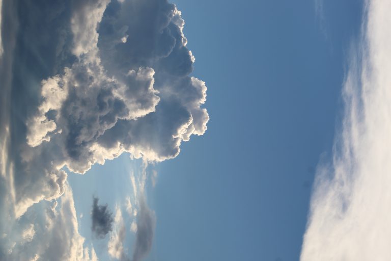 Clouds in a blue sky.