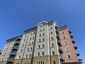 Apartment block with balconies