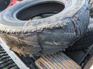 Blown out tire