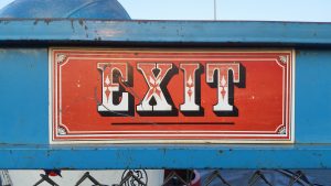 Exit sign at the county fair.