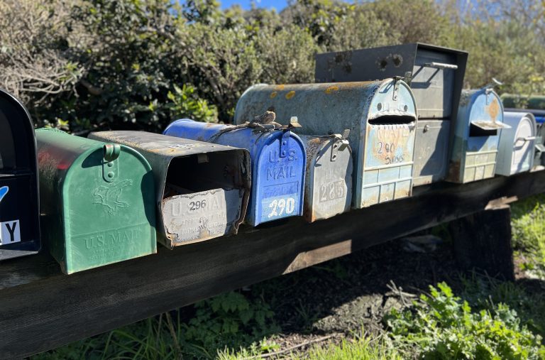 Row Of Colorful Mailboxes