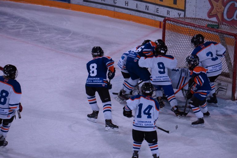 Minor Hockey (11-12) Rumble at the net in Kamloops, BC, Canada