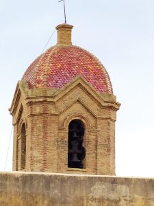 Red roofed bell tower