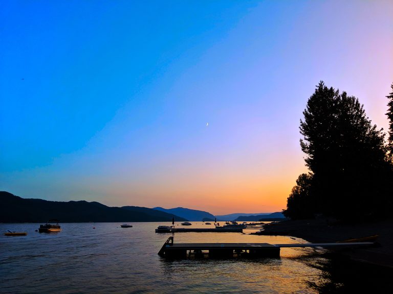 Sunset on the Shuswap Lake in British Columbia Canada