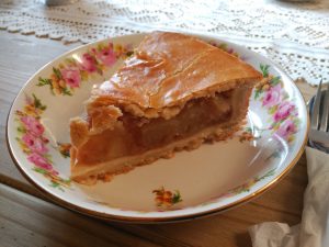 Slice of Apple Pie on Floral plate