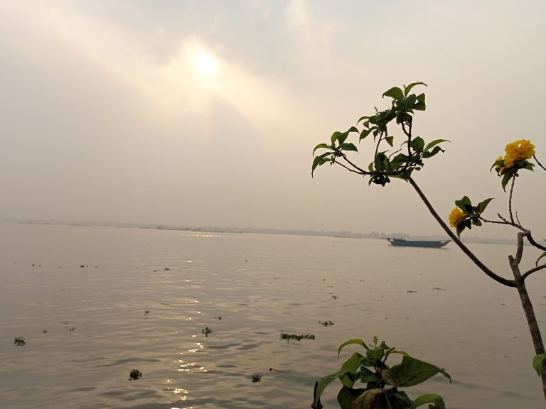 Hazy day looking across the water.