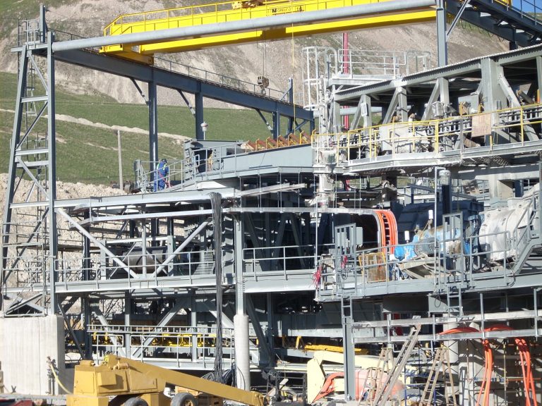 Conveyor belt transfer tower under construction