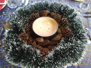 Decorative Christmas wreath with candles