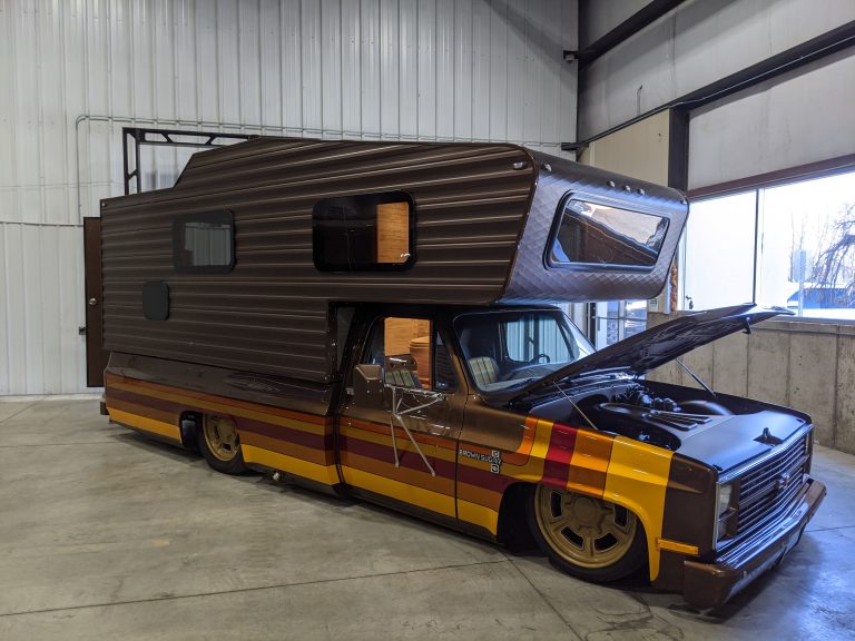 Heavily modified camper truck