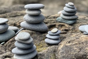 balanced stacks of smooth rocks