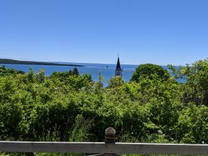 Steeple above the tress, Mackinac Island