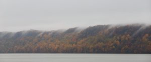Hudson River Palisades in the Autumn fog