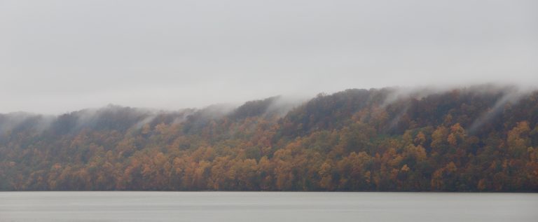 Hudson River Palisades in the Autumn fog