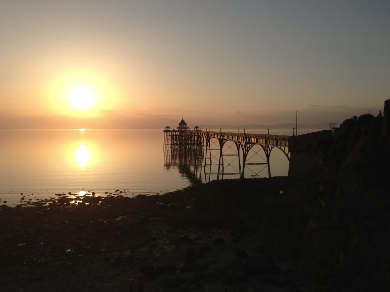 Clevedon Pier at sunset, Clevedon, UK