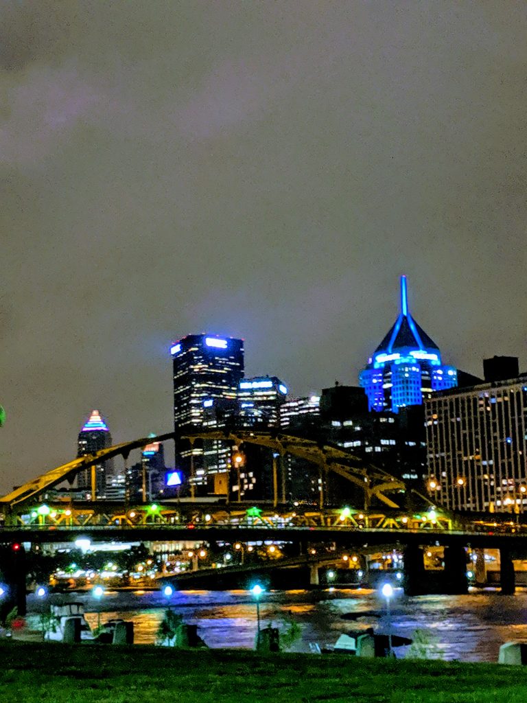 Pittsburgh skyline at night, seen from The North Shore.