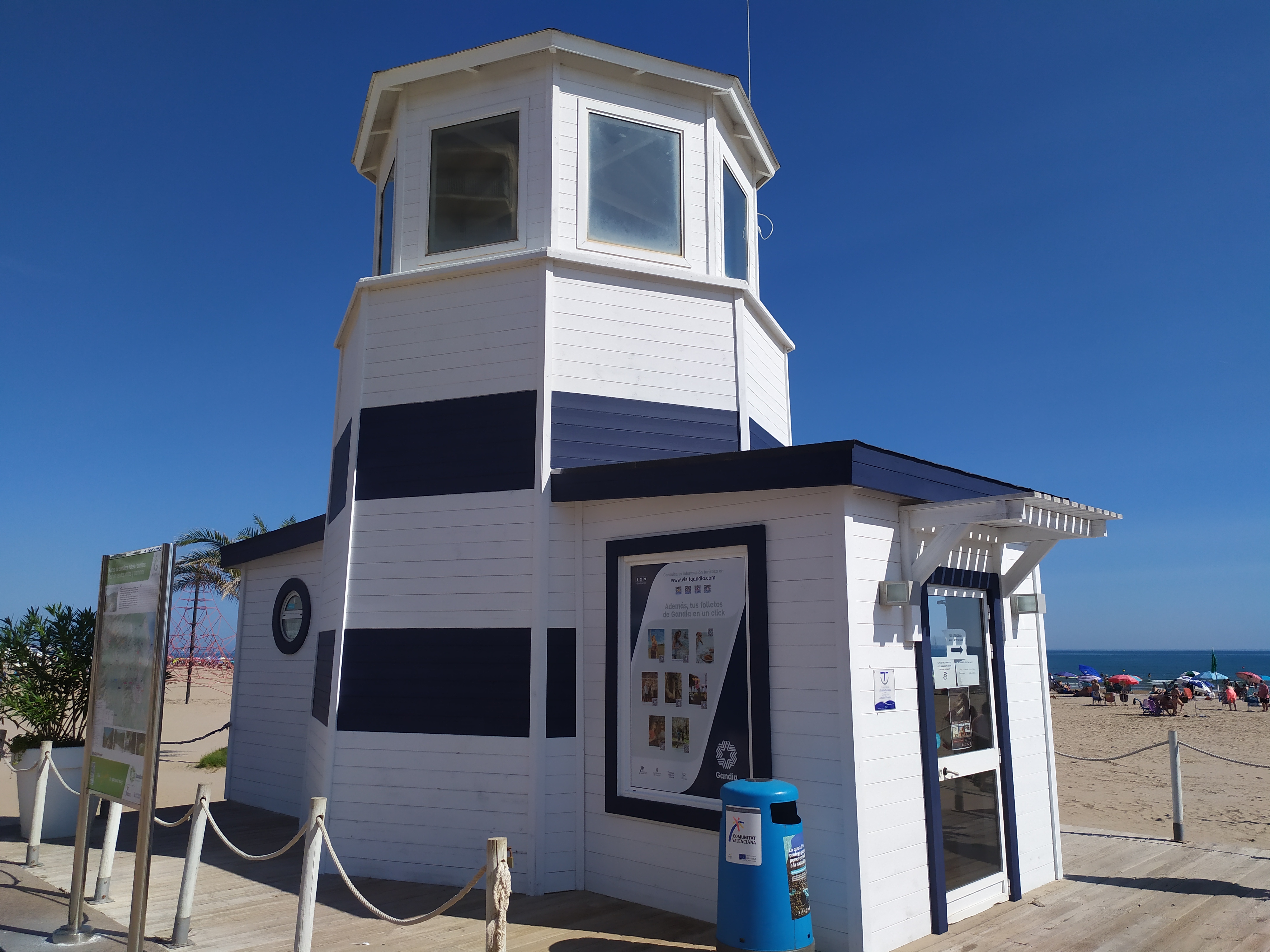 Blue and White Beach Hut