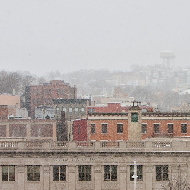 Downtown Yonkers, NY, in the snow