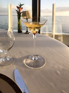 View larger photo: Fancy glass of champagne at sunset