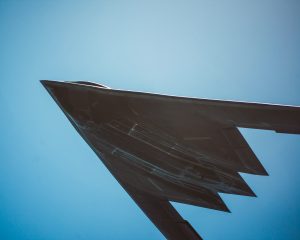 Underside of a B-2 bomber plane