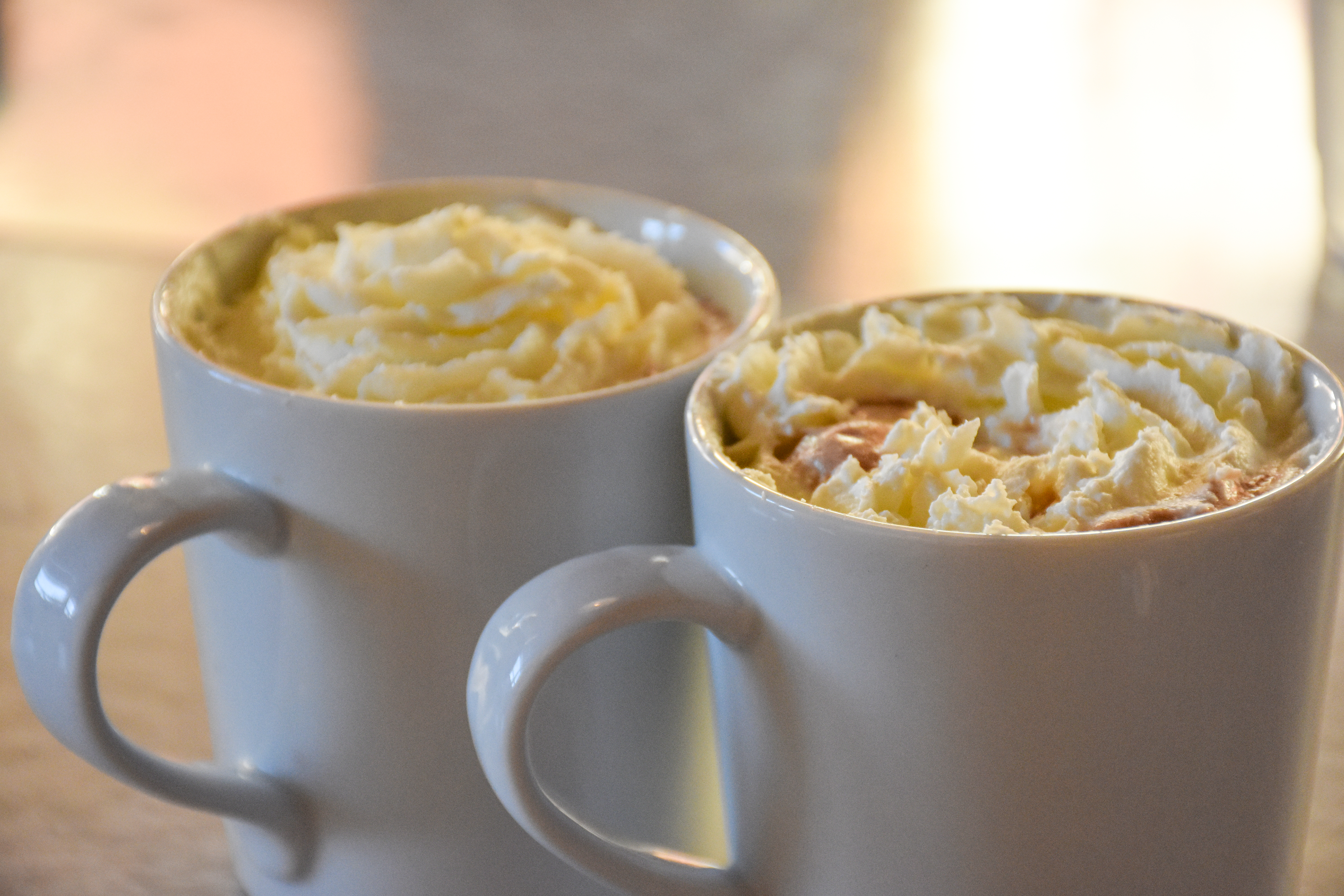 Two hot chocolate mugs