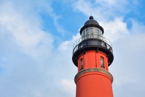 The top of Ponce Inlet Lighthouse in St. Augustine, Florida