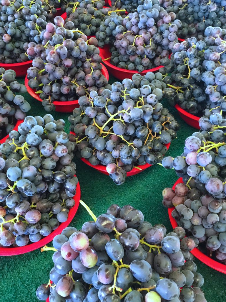 Bowls Of Grapes At The Farmers Market