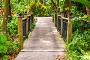 Walking bridge in a public garden