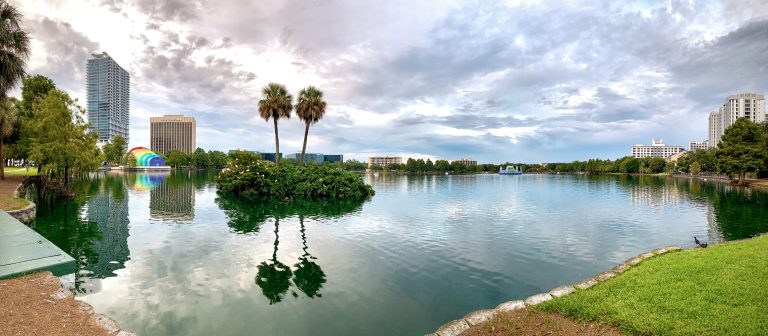 Panorama of Lake Eola in Orlando, Florida