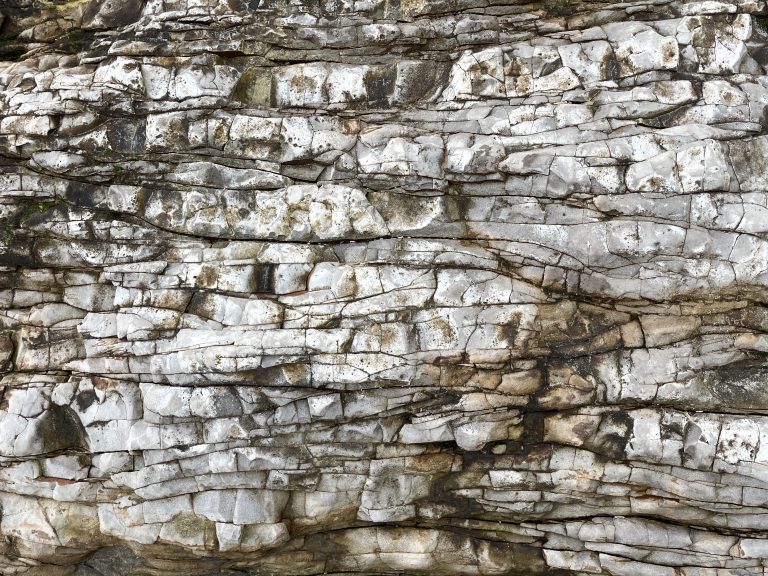 Rock layers at Natural Bridges State Beach in Santa Cruz