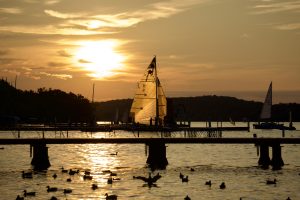 Sailboat at sunset
