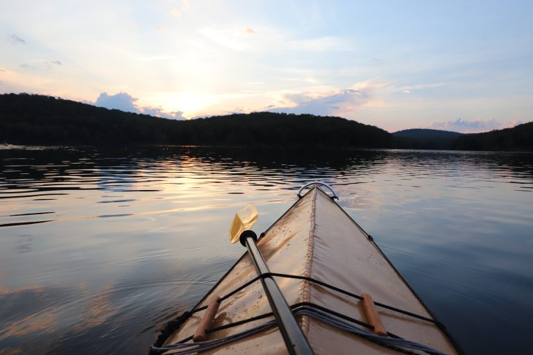 F1 kayak on Lake Sebago, Harriman State Park, NY, US