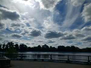 Pittsburgh's Highland Park Reservoir with very blue sky above