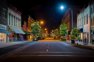 Quiet town at night