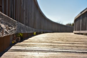 Close-up of beachside boardwalk