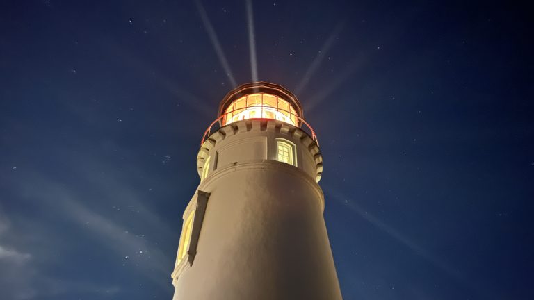 Oregon Umpqua Lighthouse At Night