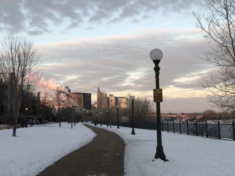 Street view nears down town St. Paul (Twin Cities)