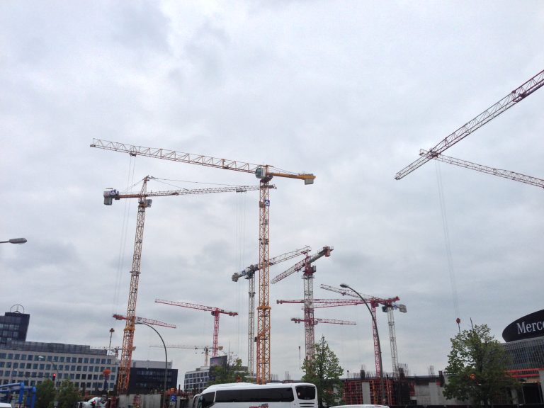 Construction site cranes