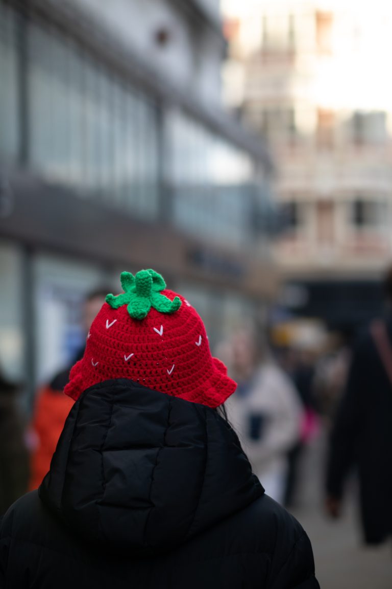 Red woollen hat strawberry