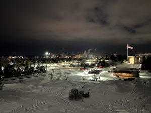 Sault St. Marie Michigan at night