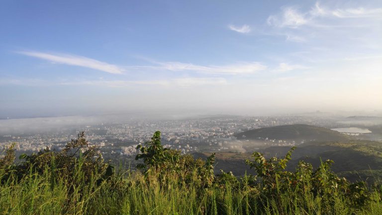 Top View of hills, trees and Pune City