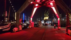 Old harbour at the Maritiem Museum Rotterdam (in the Netherlands) in the evening